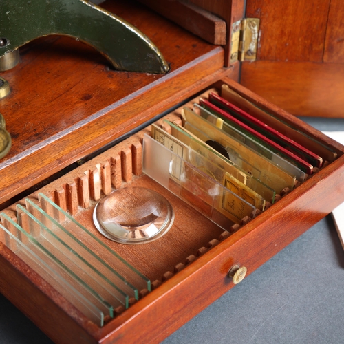 3074 - 'J & C Robbins, 146 Aldergate Street' - a 19th century brass monocular microscope, in bespoke wooden... 