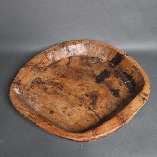 3083 - Natural History : A fossilised wood centre piece bowl or decorative tray, diameter approximately 47c... 