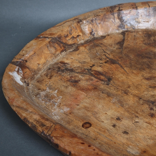 3083 - Natural History : A fossilised wood centre piece bowl or decorative tray, diameter approximately 47c... 