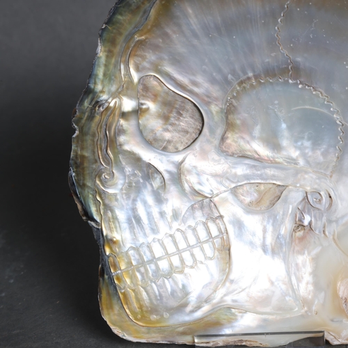 3139 - Hand-carved Black-lip Oyster Mother of Pearl Shell depicting a Skull. A beautiful shell hand carved ... 