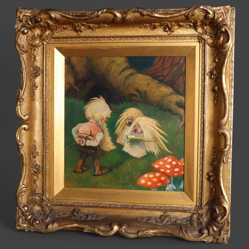 3380 - Curiosity/Macabre : Karl Heilig (1863-1910)an oil on board, study of mythical garden creatures, sign... 