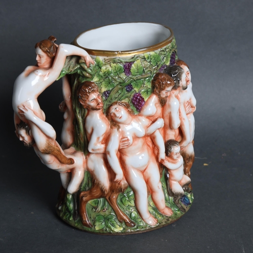 3392 - Curiosity/Macabre: a ceramic neoclassical style jug, Naples, decorated with erotic figures/scene, ma... 