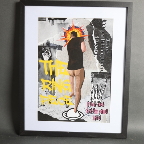 3397 - Curiosity/Macabre : a mixed media study, print, 'The Ring Piece', unsigned, in glazed frame, overall... 