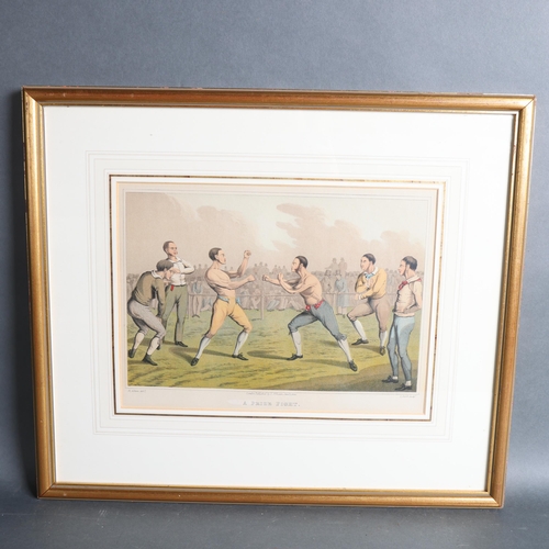 3402 - Curiosity/Macabre : Henry Alken, a coloured aquatint, 'A Prize Fight', framed and glazed, 42cm x49cm... 