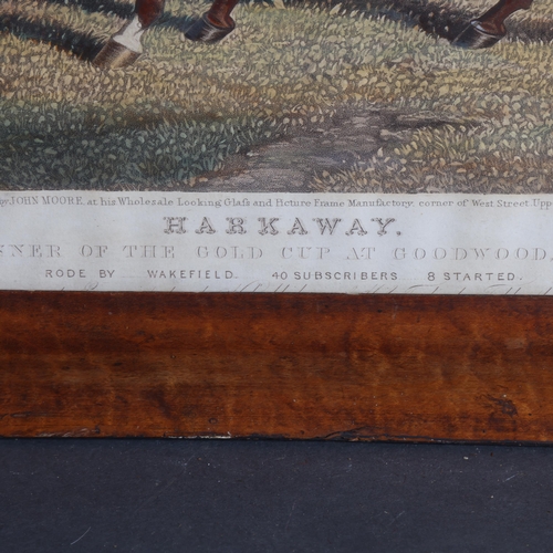 3405 - A 19th century coloured engraving by Charles Hunt, 'Harkaway', period maple frame, glazed, overall 4... 