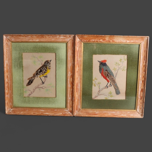 3409 - Natural History : a pair of mixed media, watercolour and feather, studies of garden and woodland bir... 