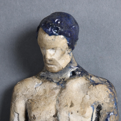 3419 - Curiosity/Macabre: An unusual mixed media, plaster painted sculpture of a nude gentleman, unsigned, ... 