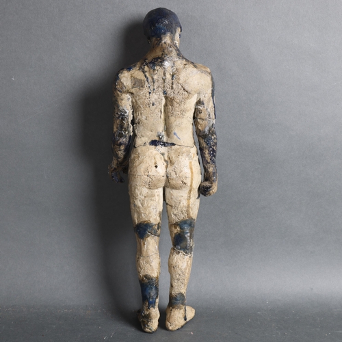 3419 - Curiosity/Macabre: An unusual mixed media, plaster painted sculpture of a nude gentleman, unsigned, ... 