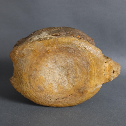 3423 - WITHDRAWN - Natural History : a Whale bone vertebrae with a scrimshaw panel in the top, 'The boats o... 