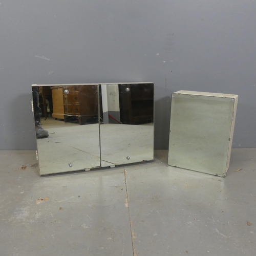 2716 - Two vintage mirrored bathroom cabinets. Largest width 51cm, height 37cm, depth 14cm.