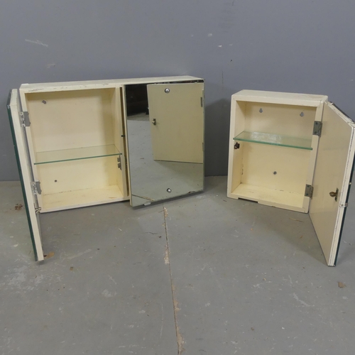 2716 - Two vintage mirrored bathroom cabinets. Largest width 51cm, height 37cm, depth 14cm.