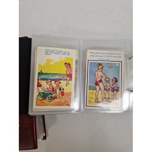 98 - 2 albums with over 300 Vintage comic postcards