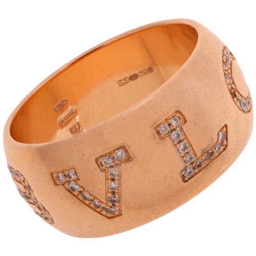 37 - BULGARI - A Diamond Monologo Band Ring, 

the wide band with lettering 