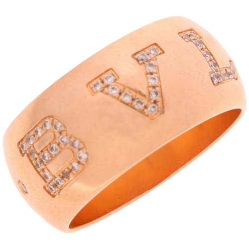 37 - BULGARI - A Diamond Monologo Band Ring, 

the wide band with lettering 