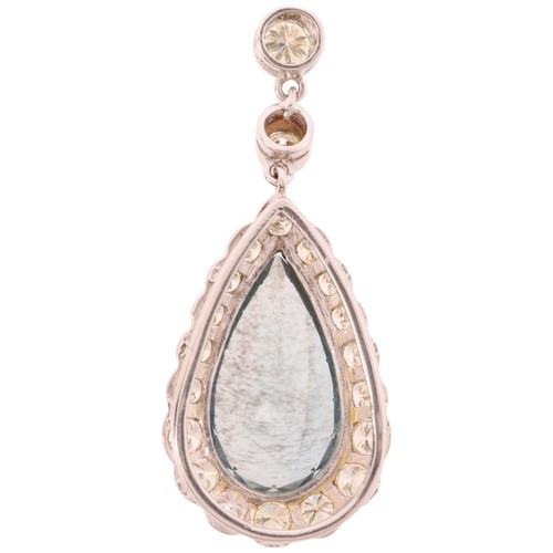 72 - An Aquamarine and Diamond Pendant, 

the pear cluster set with 8.00 carat pear-cut aquamarine, surro... 