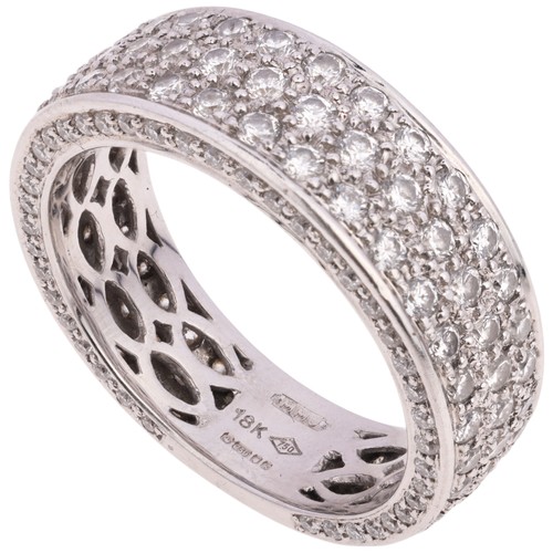 61 - A Diamond Band Ring,

the 8mm band pave set with modern round brilliant-cut diamonds, with diamond p... 