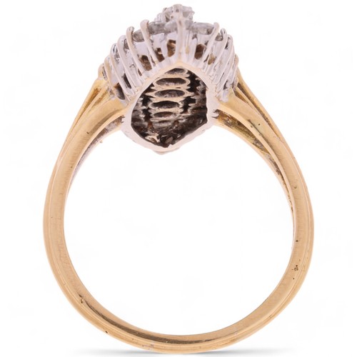 74 - A Diamond Cluster Ring, 

the openwork marquise frame set with graduated modern round brilliant-cut ... 