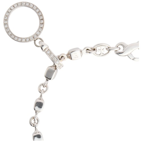 33 - THEO FENNELL - A Diamond Charm Bracelet, 

the solid cube links with four pave set modern round bril... 