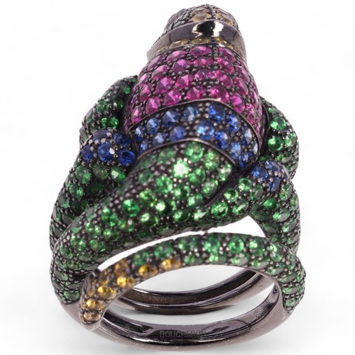 4 - BOUCHERON - A Multi-Gem 'Masy The Chameleon' Ring,

circa 2012, designed as a chameleon with curled ... 