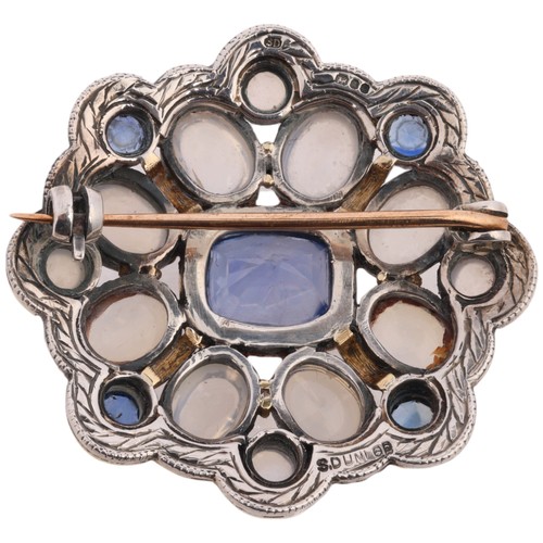 39 - SIBYL DUNLOP - A Sapphire and Moonstone Brooch,

designed in the Arts & Crafts style, of shaped oval... 