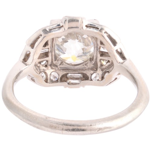 53 - An Art Deco Diamond Ring,

circa 1930, the bombe panel centrally square set with a GIA Certified 2.1... 