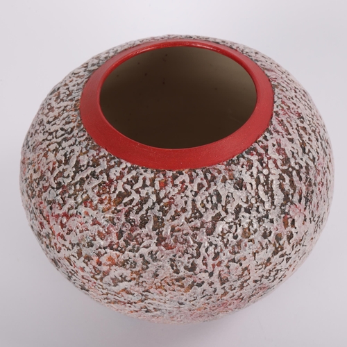 7 - PHILIP EVANS, British studio pottery, a stoneware vessel with textured glaze, incised signature to b... 