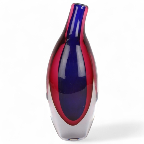 101 - ERNEST GORDON for Kosta, a glass vase in double sommerso blue and red, signed Kosta GH5059, height 2... 