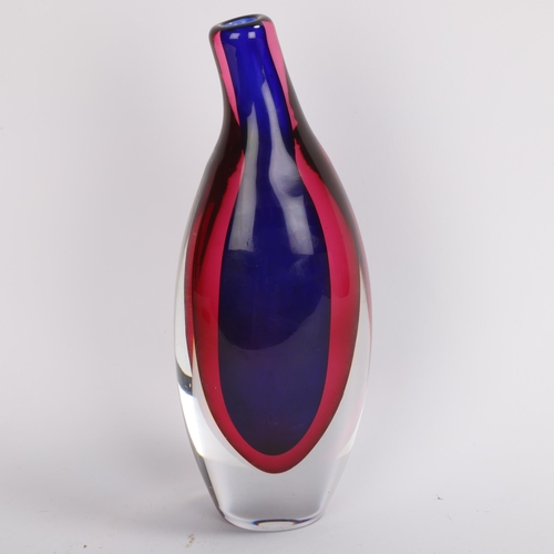 101 - ERNEST GORDON for Kosta, a glass vase in double sommerso blue and red, signed Kosta GH5059, height 2... 