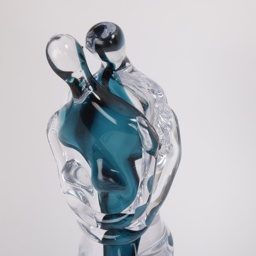 124 - A Murano glass sculpture of The Lovers, internal blue glass, height 26cm