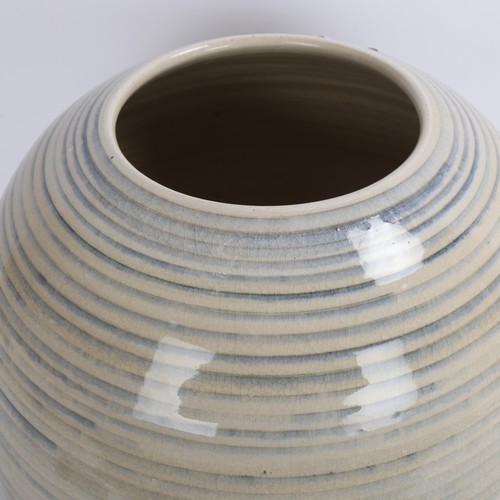 125 - PIET KNEPPER for Mobach, Utrecht, a large stoneware barrel vase with banded glaze, circa 1960s', mak... 