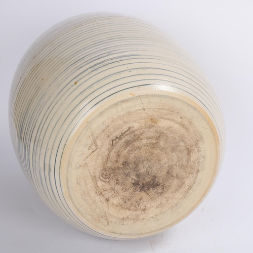 125 - PIET KNEPPER for Mobach, Utrecht, a large stoneware barrel vase with banded glaze, circa 1960s', mak... 