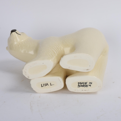 135 - LISA LARSON for Gustavsberg Sweden, a ceramic polar bear in glazed stoneware, from the Skansen serie... 