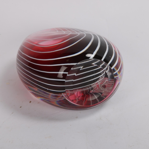 138 - VICKE LINDSTRAND for Kosta, an early 1950’s Cranberry pink “Zebra” vase, inscribed
on the base LH111... 