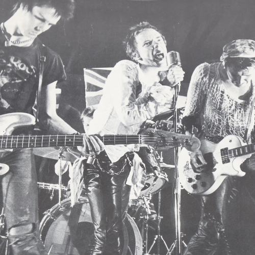 148 - Sex Pistols, publicity photo poster, Pretty Vacant 1977, depicting the band in concert, 60 x 79cm