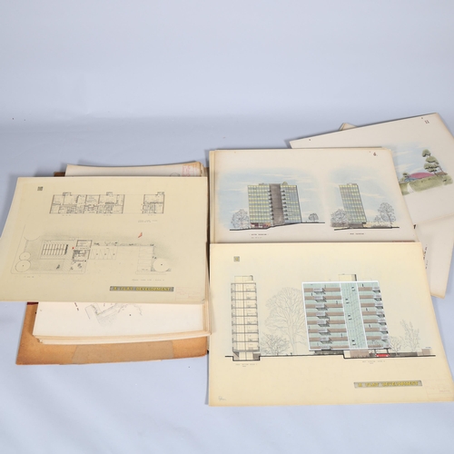 154 - A collection of architectural drawings circa 1950s'/60s', all stamped Northern Polytechnic London, a... 