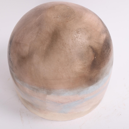 157 - SUE VARLEY, a thinly potted studio pottery bowl formed from coloured clays, subtly banded to present... 