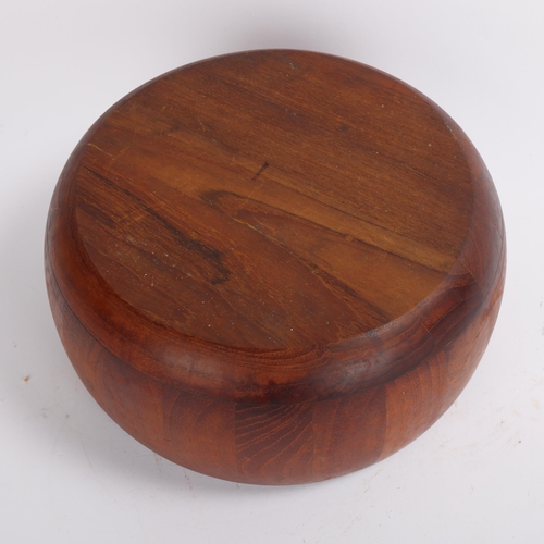 158 - A mid 20th century Danish teak fruit or salad bowl, stamped Denmark to base, diameter 25cm