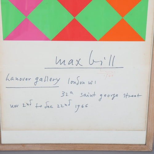 172 - MAX BILL  (Swiss 1908-1994), an exhibition poster, lithograph, for the Max Bill exhibition 1966 at t... 