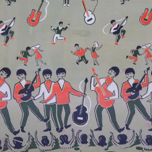 173 - A large mid-century Beatles fabric panel, 102 x 82cm framed