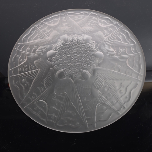 177 - PIERRE D'AVESN, a large Art Deco frosted  glass centre dish, diameter 36cm