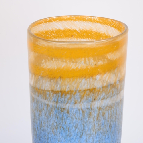 189 - A tall blue/amber studio glass vase, indistinctly signed to base, height 29.5cm