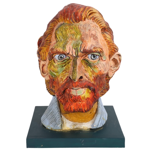 194 - JOHN DEAN, a plaster bust of Vincent Van Gogh, painted in acrylics, inspired by his 1890 self portra... 