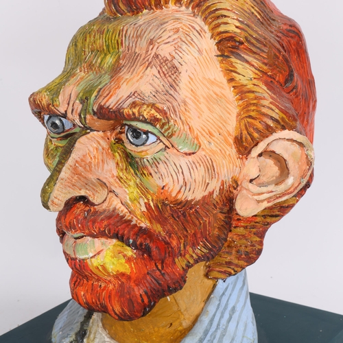 194 - JOHN DEAN, a plaster bust of Vincent Van Gogh, painted in acrylics, inspired by his 1890 self portra... 