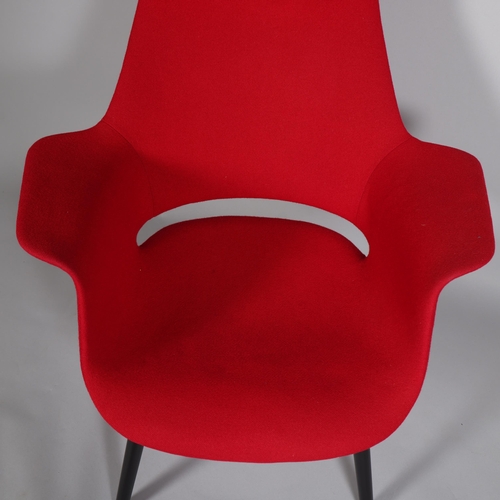 80 - CHARLES EAMES and EERO SAARINEN  for Vitra, an organic high back chair, wool fabric over ply shell w... 