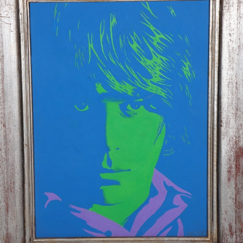 86 - PETER MARSH, portrait of JEFF BECK, oil on board, an original painting for a poster design, signed a... 