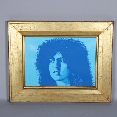 87 - PETER MARSH, portrait of MARC BOLAN, oil on board, an original painting for a poster design, signed ... 