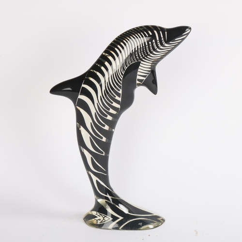 93 - ABRAHAM PALATNIK, Brazil, a mid-century Op Art lucite or acrylic figure in the form of a dolphin sig... 