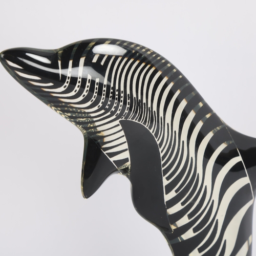 93 - ABRAHAM PALATNIK, Brazil, a mid-century Op Art lucite or acrylic figure in the form of a dolphin sig... 