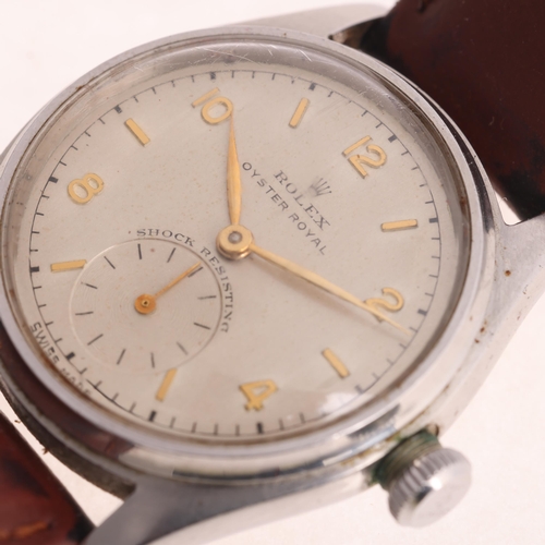 1002 - ROLEX - a Vintage stainless steel Oyster Royal mechanical wristwatch, ref. 4444, circa 1961, silvere... 