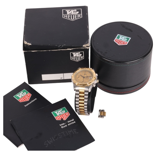 1010 - TAG HEUER - a gold plated stainless steel 2000 Series Professional 200M automatic chronograph calend... 